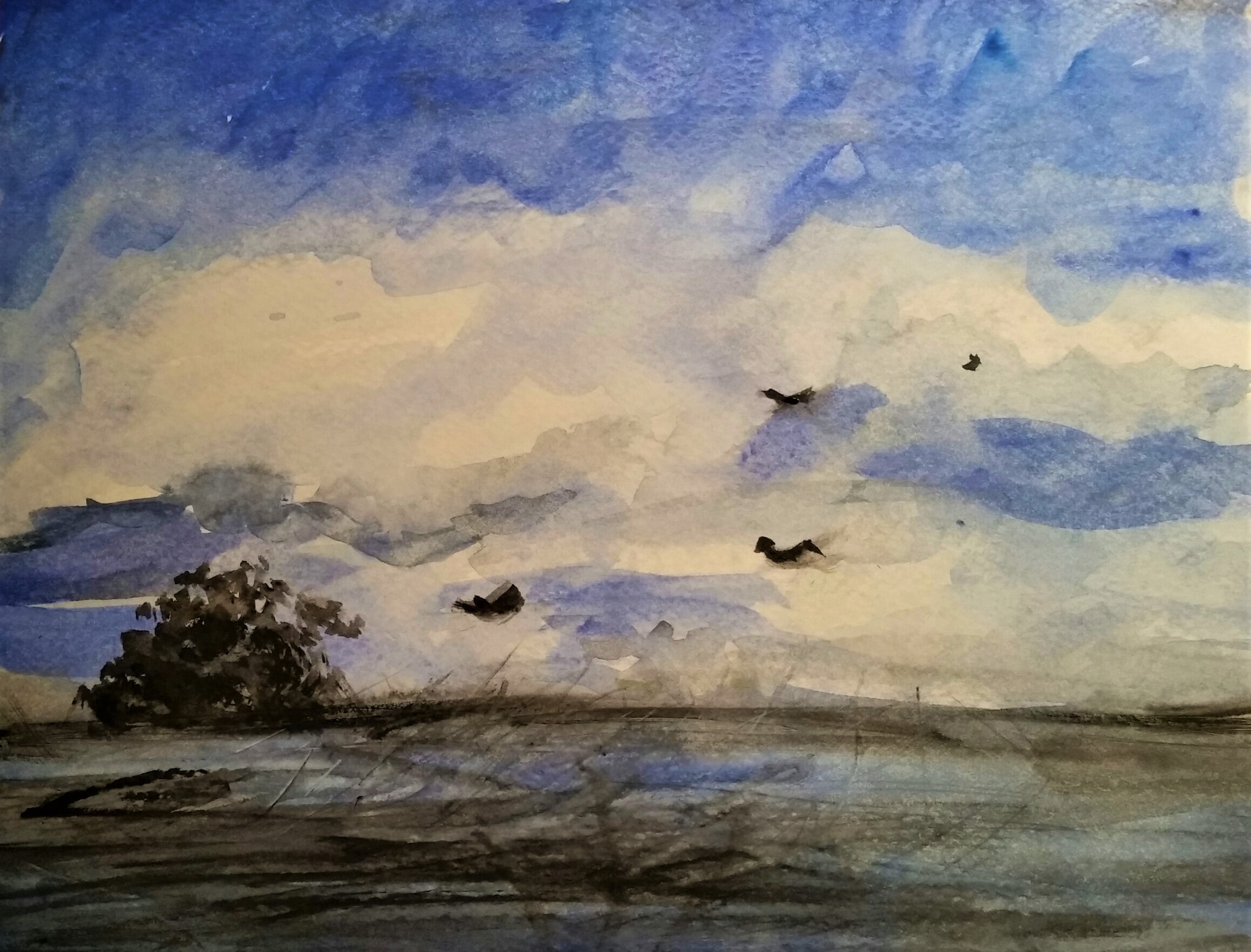 Aquarell Elbufer - 25x18cm